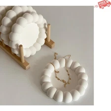 Stylish White Concrete Tray - 10cm Multi-Functional Dish for Coasters & Jewelry