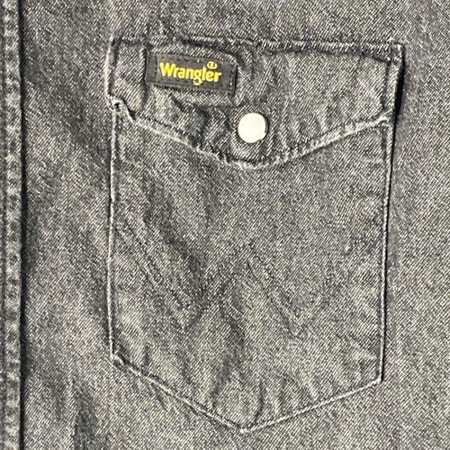 Wrangler Brushpopper Pearl Snap XL Mens Black Western Rodeo Cowboy Work Shirt - Picture 3 of 13
