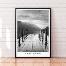 Lake Como Poster Print Unframed Italy Black And White Lake Como Pier Photo
