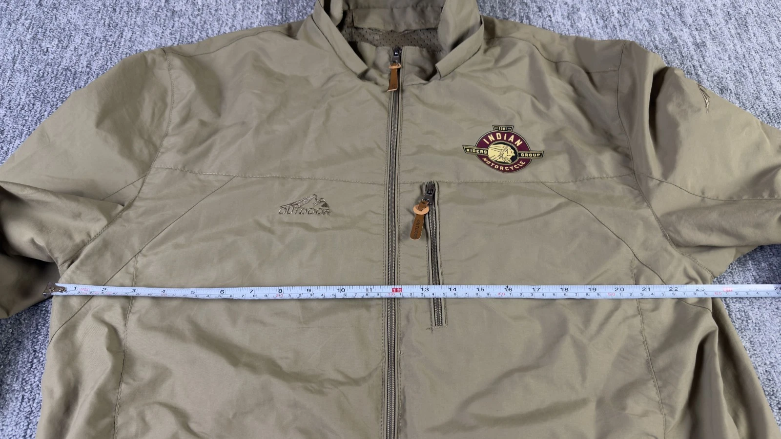 Indian Motorcycle Riders Group Jacket Outdoor Waterproof Size XL Beige Vintage - product detail image 12