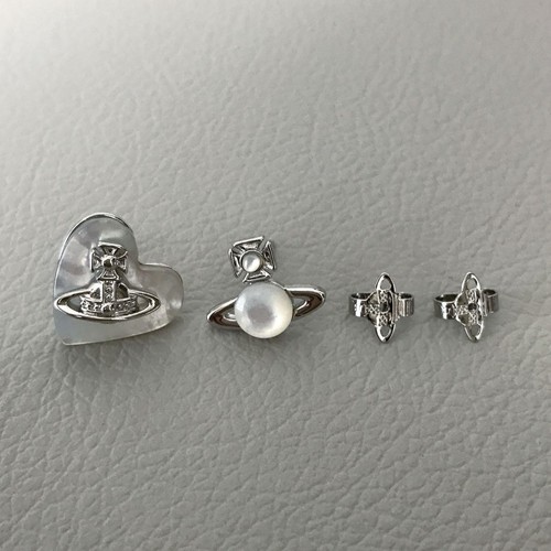 Vivienne Westwood Herz Kugel Ohrringe Perle Silber Weiß Schmuck mit Kordelzug - Bild 15 von 24