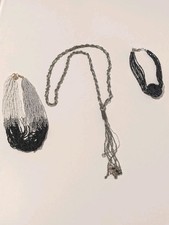 Lot of 3 Multistrand Black Seed Bead Necklaces