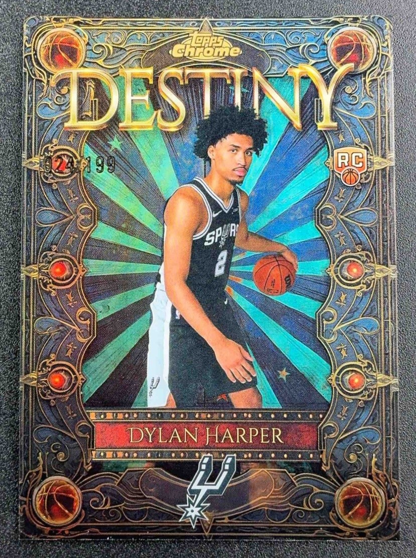 DYLAN HARPER 2025-26 TOPPS CHROME #D-2 DESTINY AQUA REFRACTOR /199 RC SPURS