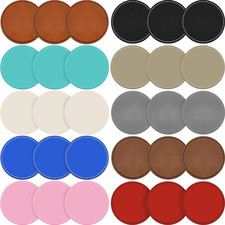 30 Pcs Blank Leather Hat Patches with Adhesive 2.5 Inch round Laserable Leathere