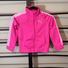 Girls Puma Zip Up Jacket Pink With Sparkle Puma And Pockets Size 6