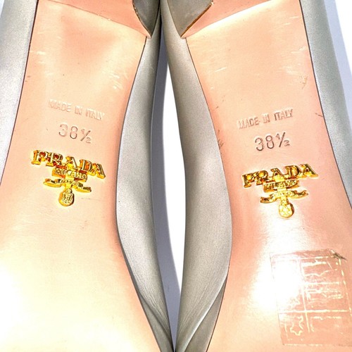 PRADA graue Leder Peeptoe Pumps | minimalistische italienische Designer Heels Gr. 37,5 - Bild 8 von 16