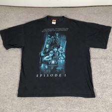 VTG Star Wars Episode 1 The Phantom Menace Characters T-Shirt Mens XL Black