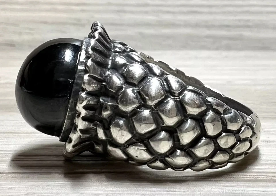 Anillo de ónix granada de plata esterlina vintage de diseñador pesado Dian Malouf, talla 7 Foto 3 de 4