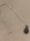 ONYX, MARCASITE & AMETHYST PENDANT ON a 24" .925 STERLING SILVER BOX CHAIN — photo 2