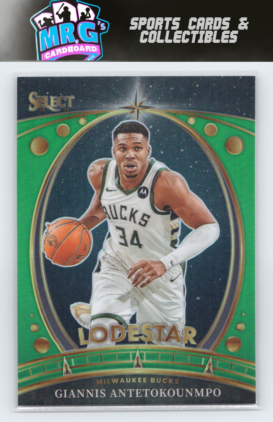 2023-24 Panini Select #2 Giannis Antetokounmpo Lodestars Green Prizms