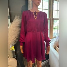 Express Red V-Neck Bishop Sleeve Sundress