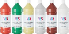 VBS Schulmalfarbe Set 6x1000 mL für Schule und Hobby Malfarben Set 6-teilig