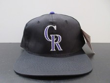 VINTAGE Colorado Rockies Hat Cap Snap Back Black Purple MLB Baseball Mens 90s