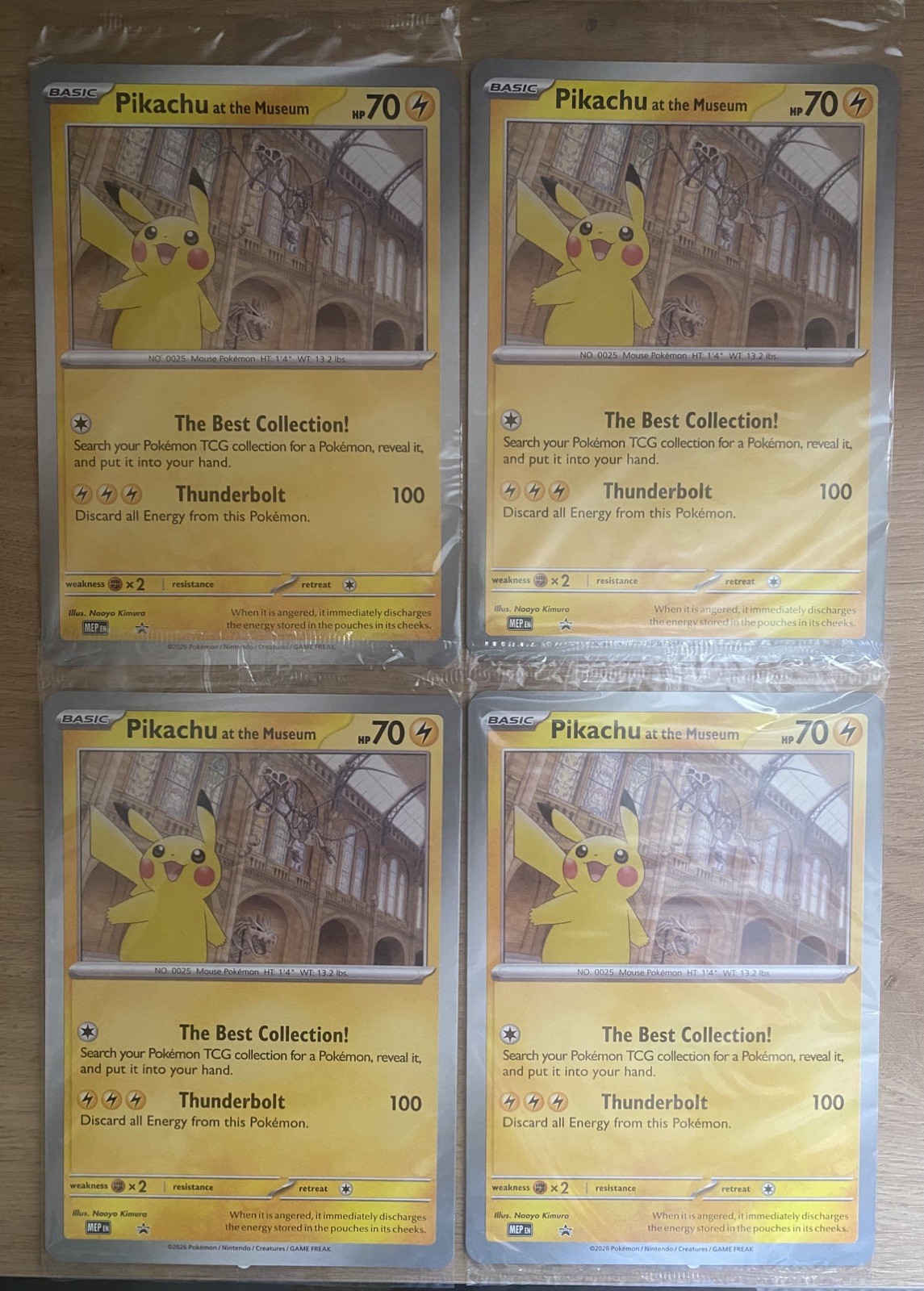 Pokémon TCG MEP Promo Natural History Pikachu At The Museum Jumbo Sealed X 4