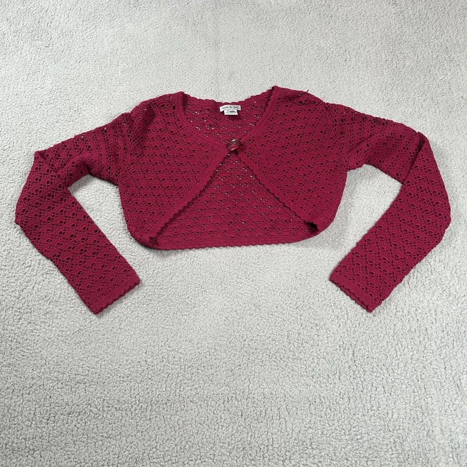 Suéter Mac & Jac Encogerse de hombros para mujer mediano ganchillo manga larga botón rayón nailon Foto 2 de 4