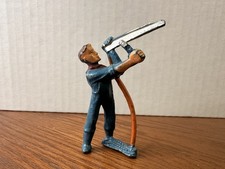 Vintage 1930-40 s Manoil Cast Lead Figure Happy Farms Farmer Sharpening Sickle