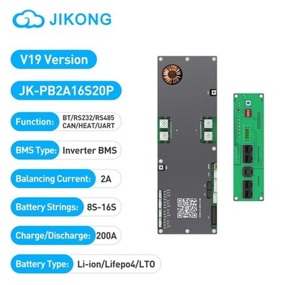 V19 JK-PB2A16S20P mit 4,3 Zoll UART Display Smart Active BMS 8S-16S 200A Li-Ion/