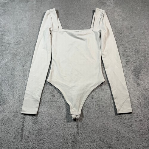 Babaton Contour Headway Bodysuit Women 2XS White Long Sleeve Square Neck