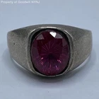 Vintage 925 Mexican Silver Pink Ruby Solitaire Ring Size 12.5 13.2g