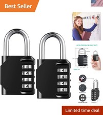 Heavy-Duty 4-Digit Resettable Combination Padlock   2 Pack Waterproof Security