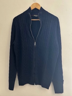 Loro Piana Baby Cashmere Sweater Men's Size Large US 52 IT Navy Zip Best Offer