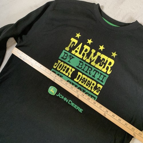 John Deere Thermal Shirt XL Farmer by Birth Long Sleeve Black Crewneck Mens - Picture 4 of 8