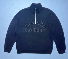 Harley Davidson ICON 1/4 Zip NWT Pullover Mock Neck Sweatshirt Jet Black Sz S