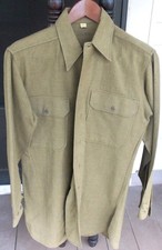 WWII US Army Wool Shirt with Gas Flap size 14 1/2 X 32