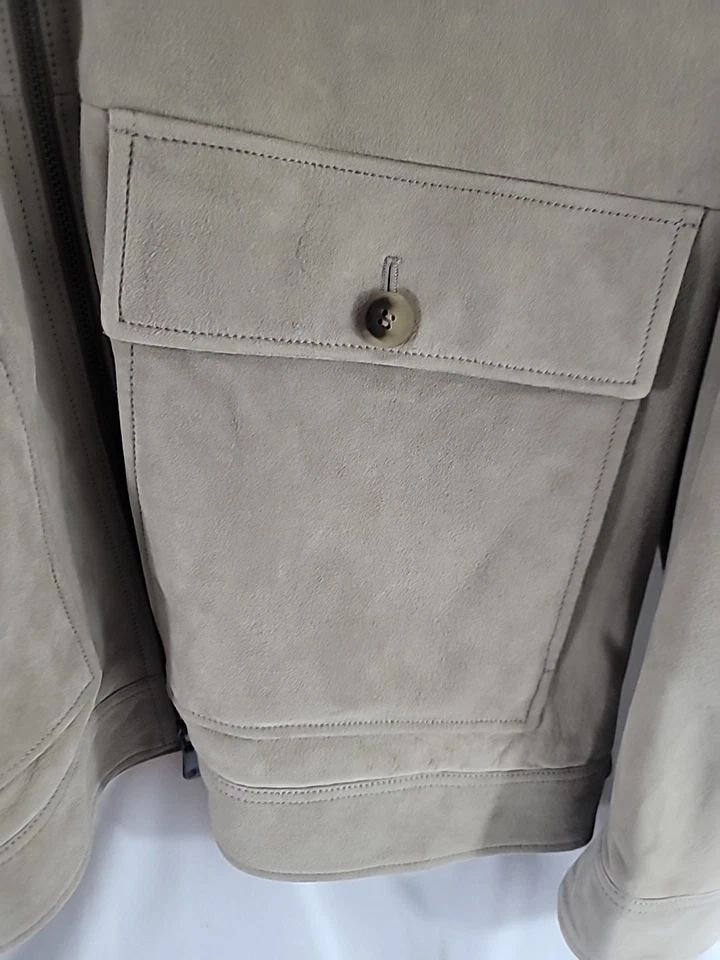 Brooks Brothers Sz XXL Soft Zipered Suede Jacket - Beige -Italy -NEW & FREE SHIP - Image 4 of 4