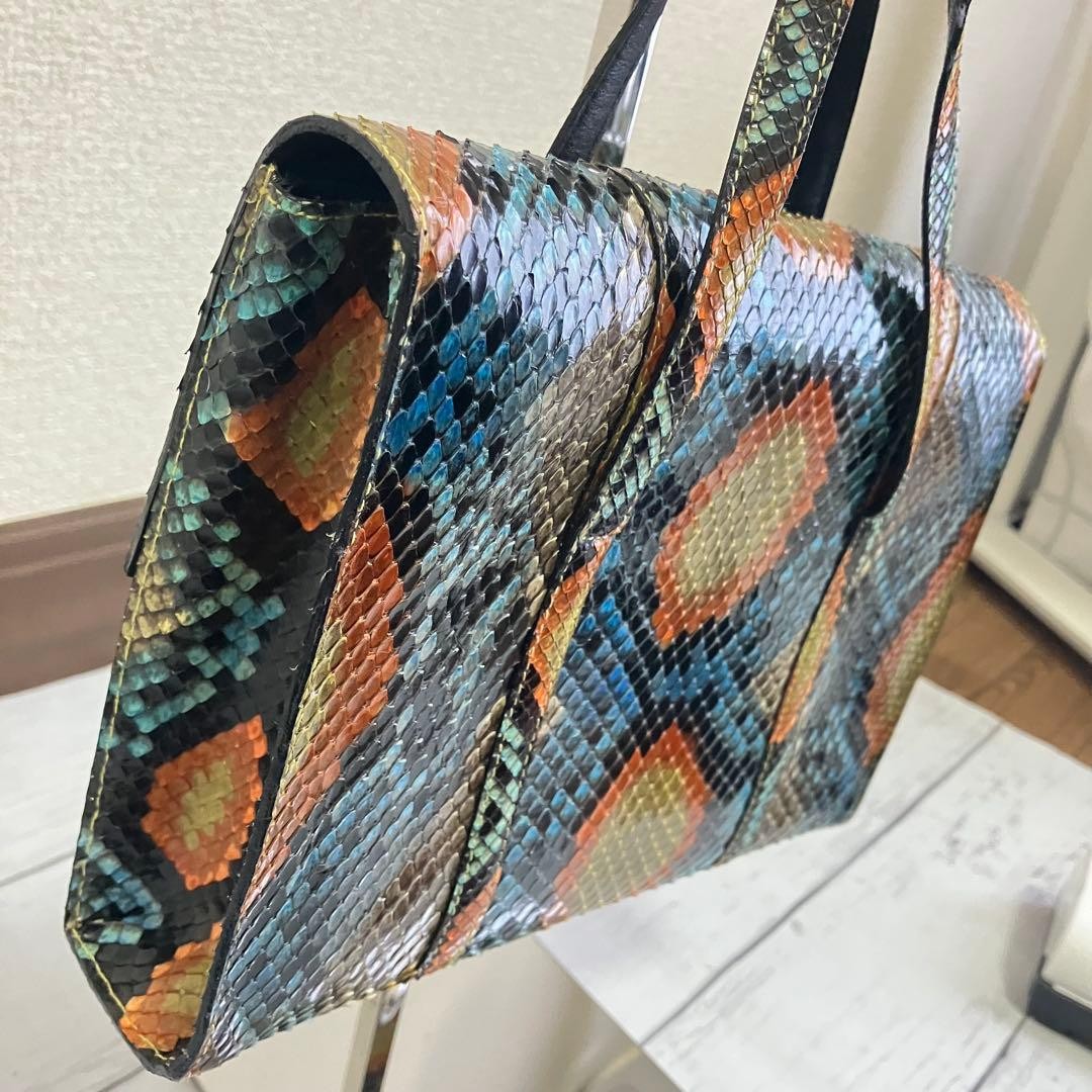 CHANEL Multicolor Python Leather Shoulder Bag Vin… - image 11