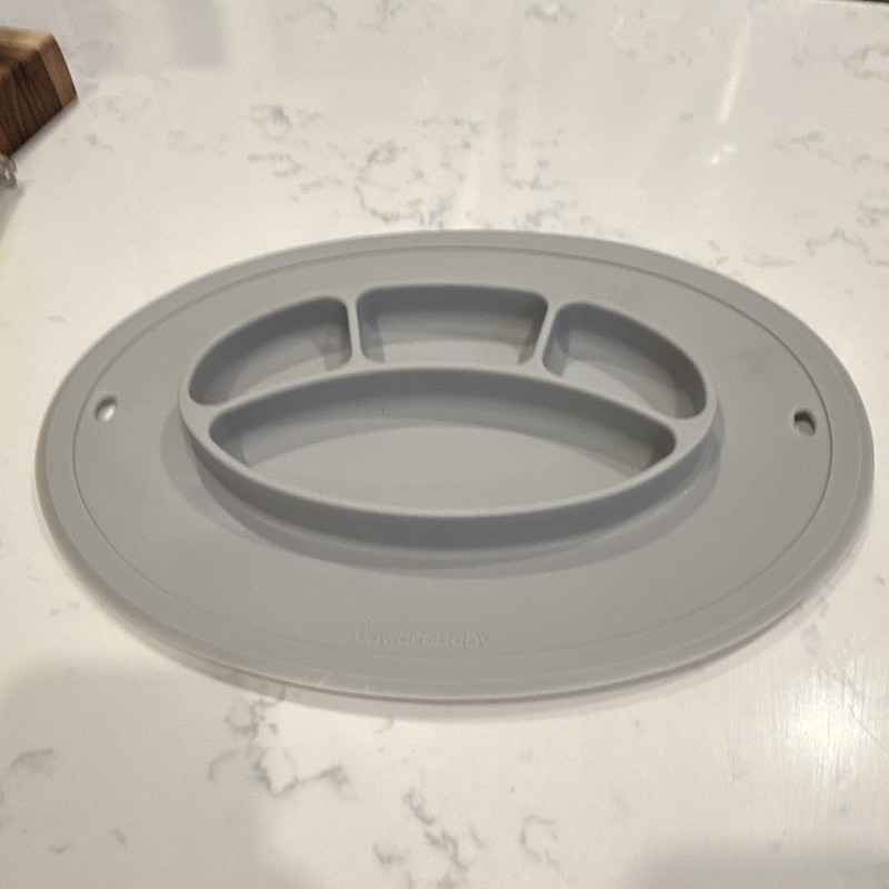 UpwardBaby Gray Silicone Divided Baby/Toddler Plate with Sections & Suction