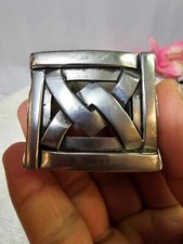 Belt buckle loop? vtg Silvertone knot design heavy wide- B4