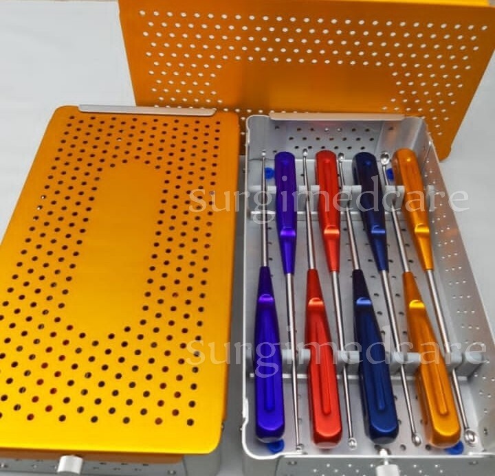 Cervical curettes 8pc Orthopedic Spine Instruments Set With Aluminum Box