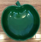 MCM Vintage HAZEL ATLAS Platonite Large Green Apple Milk Glass Serving Bowl