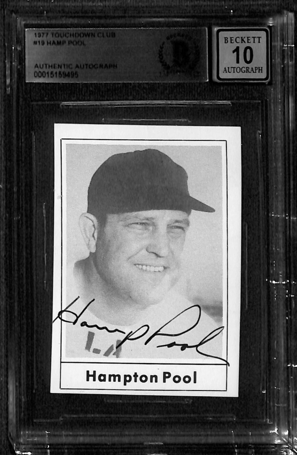 Hampton Pool Autographed Signed Hampton "Hamp" Pool 1977 Touchdown Club #13 Auto Grade 10 BECKETT 