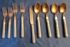 Set of 9 Vintage WF Washington Forge MARDI GRAS Blue Stainless Flatware