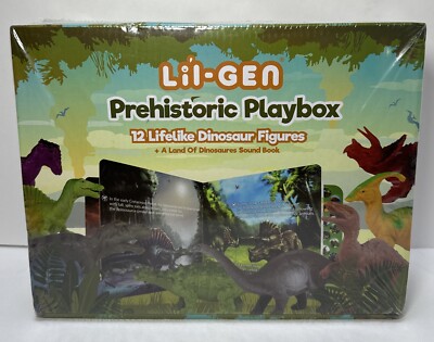 Lil-Gen Prehistoric Playbox Sound Book Sealed In Box 12 Dinosaur Figures. New