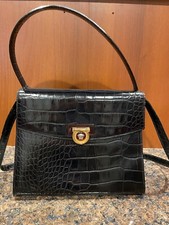 Authentic! Gianni Versace Vintage Black Crocodile Embossed Bag