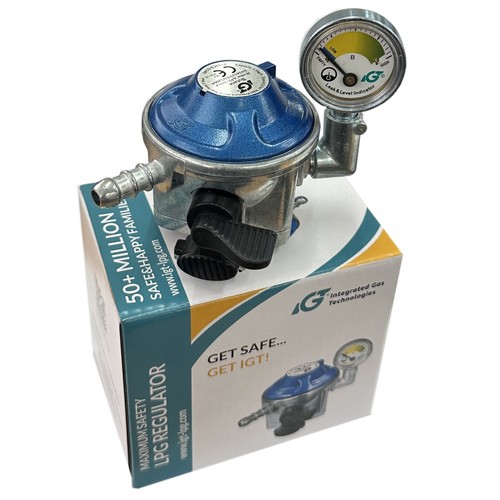 BUTANE GAS BOTTLE REGULATOR WITH PRESSURE GAUGE 28mbar 21mm CLIP ON TYPE GBR121 - Picture 13 of 20