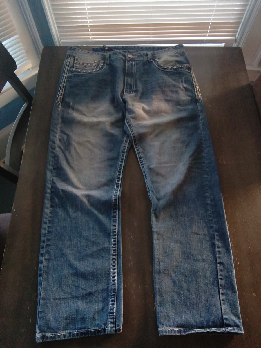 GS115 Sz 40 / 33 Blue Jeans Bleached Thick Stitch Flap