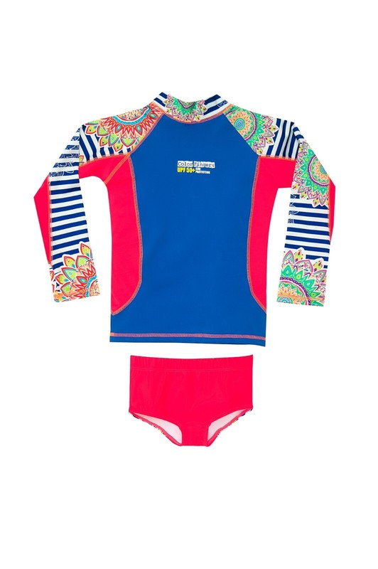 Color Finger Long Sleeve Swim Set, As Shown, 10