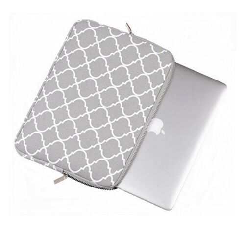 Laptop Sleeve Bag 13” Canvas Geometric Carry Case Gray Zip Pouch Cover Notebook - Afbeelding 1 van 5