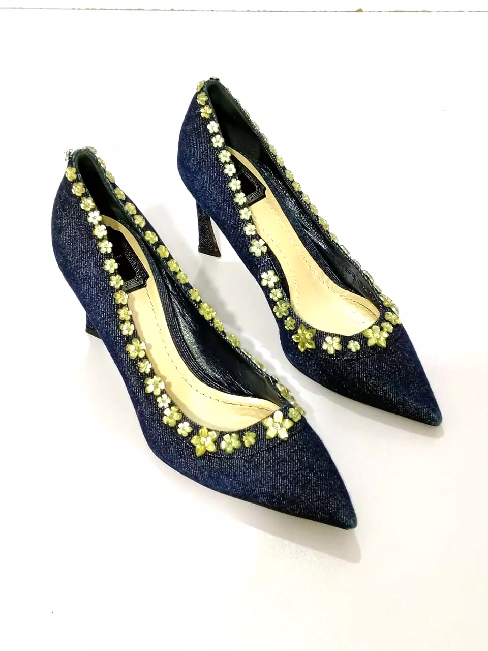 ESCARPINS EN TISSU JEAN BLEU FLEUR CHRISTIAN DIOR TAILLE, EU40, US10