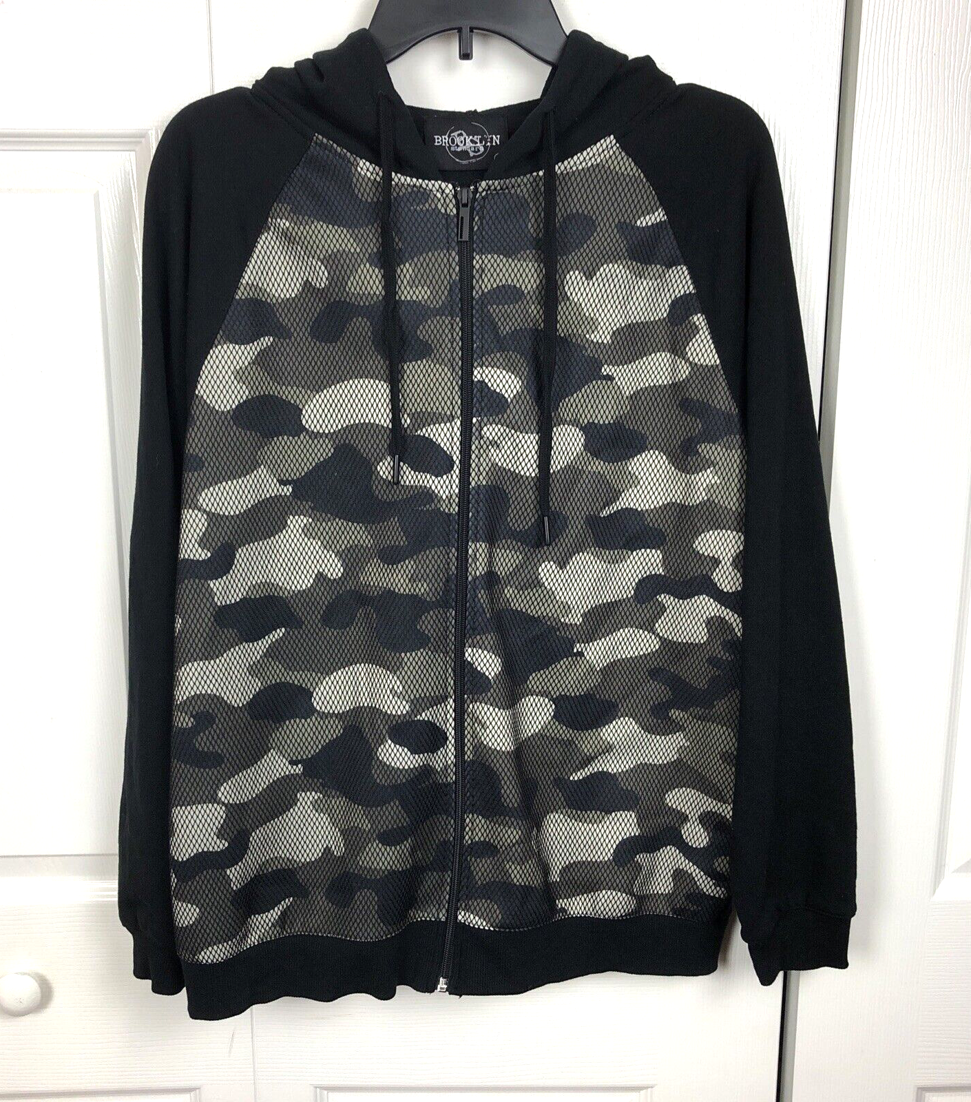 Hoodie Size Medium Black Camo Full Zip  Brooklyn Standard Vested Street Wear-image