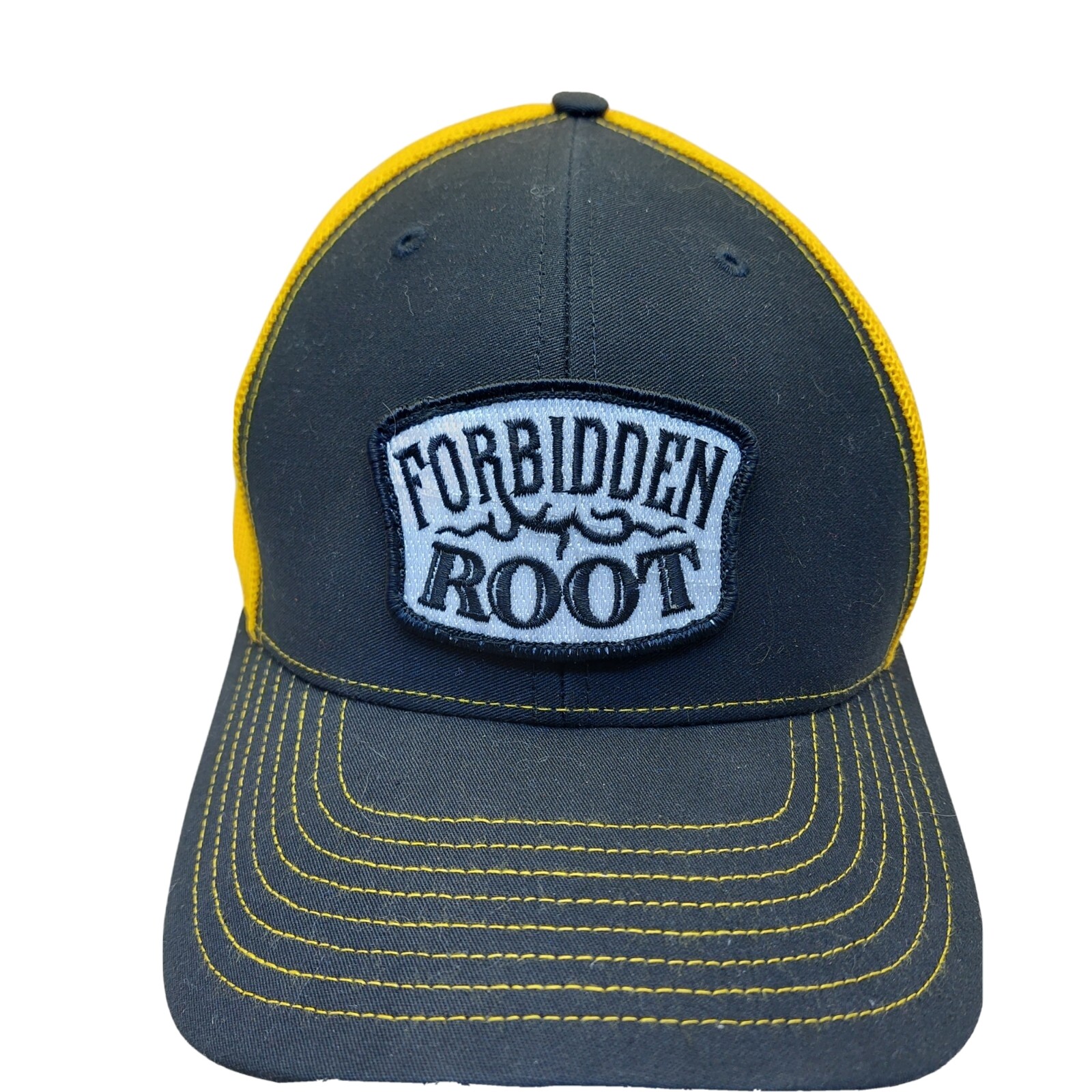 Forbidden Root Hat yellow black white mesh Snapback