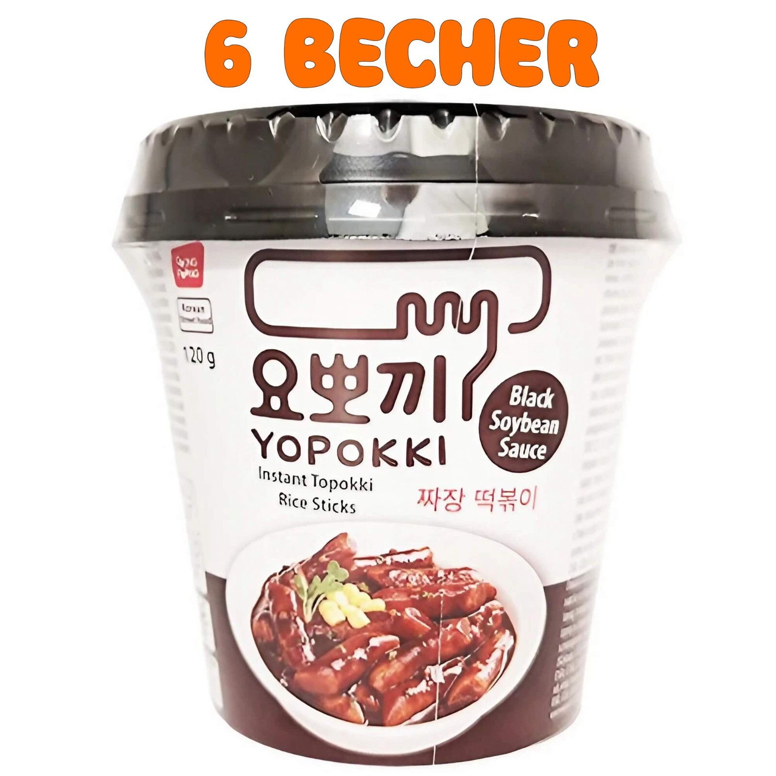 Pastel de arroz Yopokki Instant Jjajang Topokki paquete de 6 (6 x 120 g)