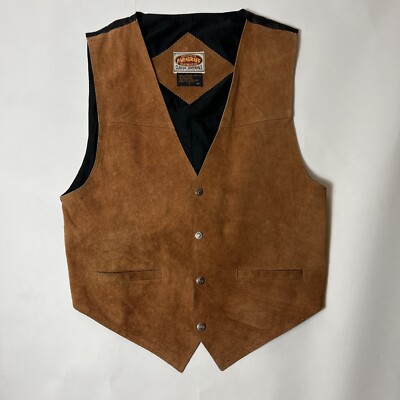 Men s Vintage Exclusive Paragraff 80 s Brown Leather Western Vest Large Nice