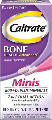 Caltrate Minis 600+ D3 Plus Minerals Calcium & Vitamin D Supplement, 150 Tablets