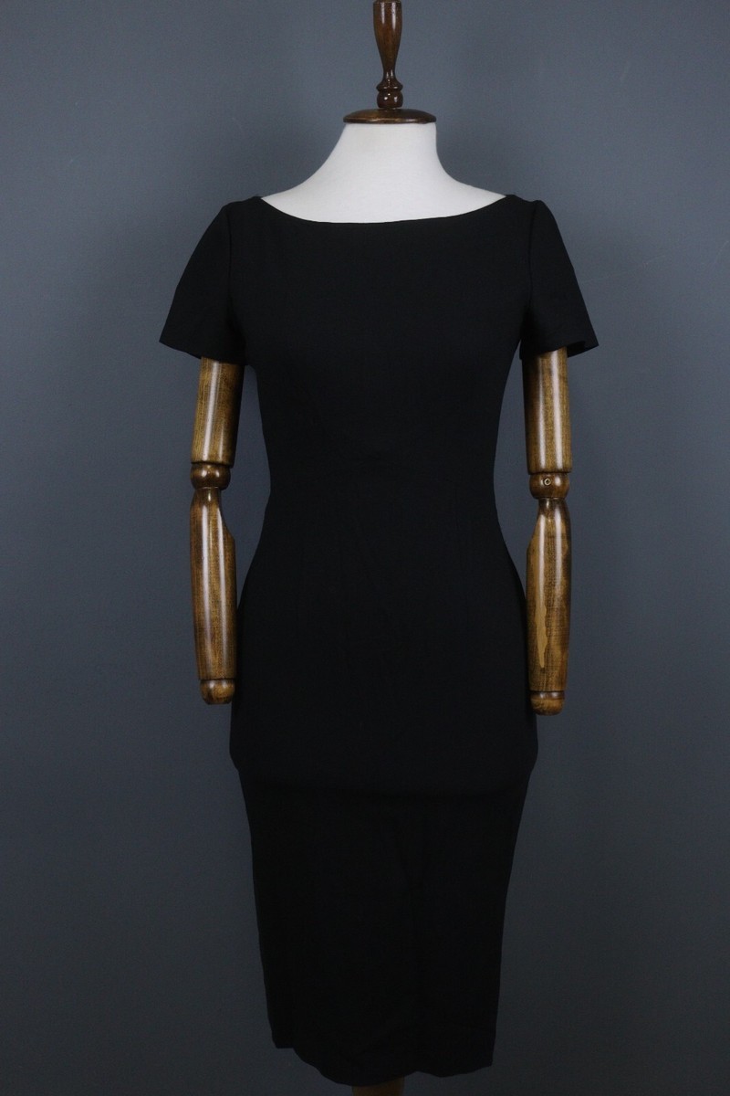 moschino bodycon dress Jeans Black Short Sleeve Viscose Wool Boat Neck Size 10 Chest Size:40 88% Polyester season:Fall/Winter Zhangyo Silk Satin Bridesmaid