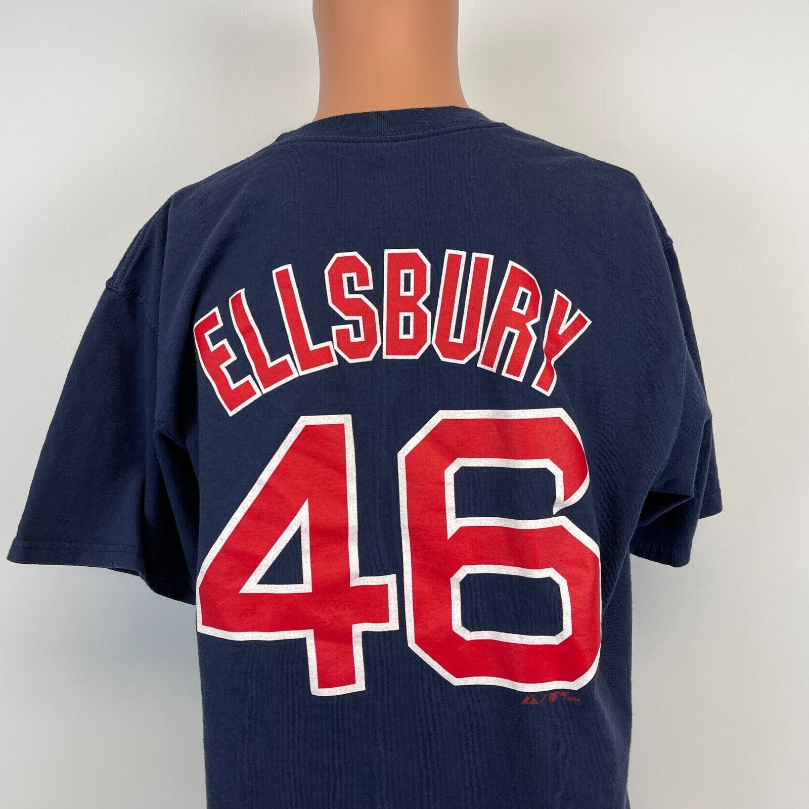 Majestic Jacoby Ellsbury Boston Red Sox Jersey T Shirt 2008 MLB Baseball  Blue L